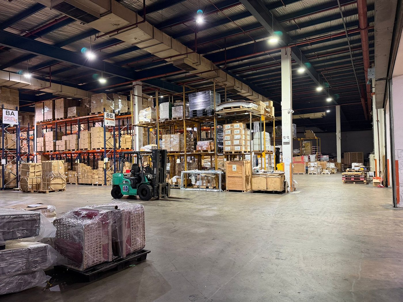 Pallet racking and inbound staging